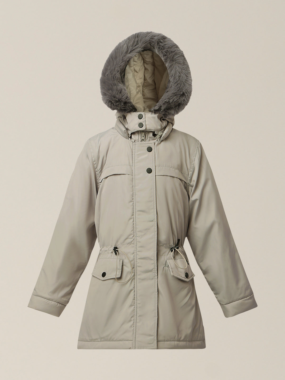 GIRLS Grey Parka Hooded Jacket