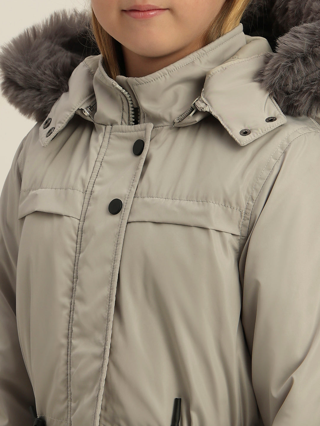 GIRLS Grey Parka Hooded Jacket