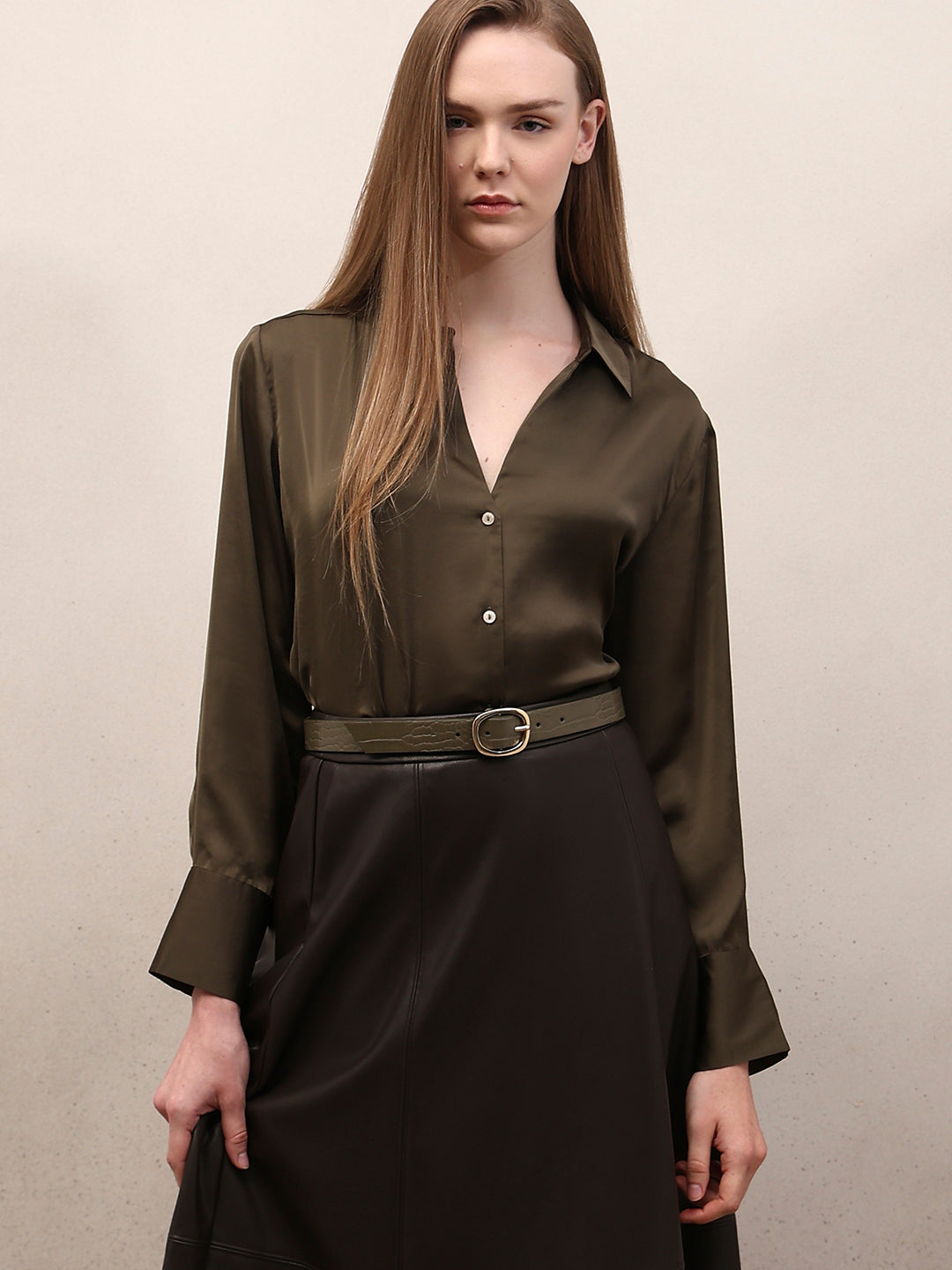 Green Satin Shirt Green Satin Shirt