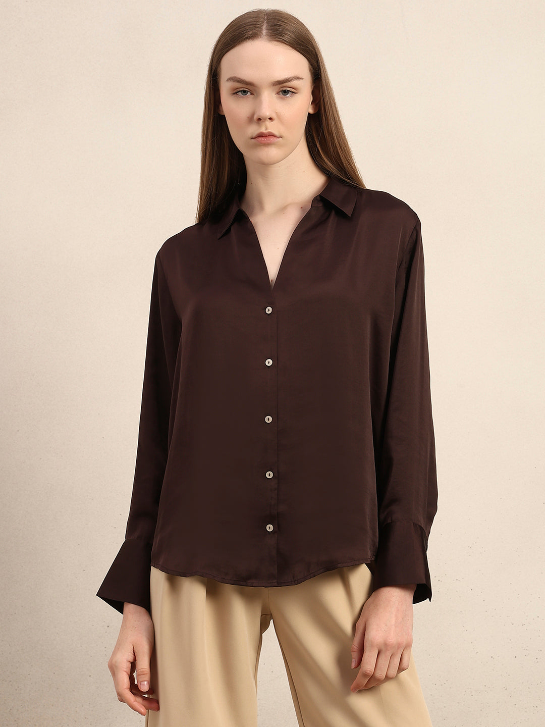 Brown Satin Shirt