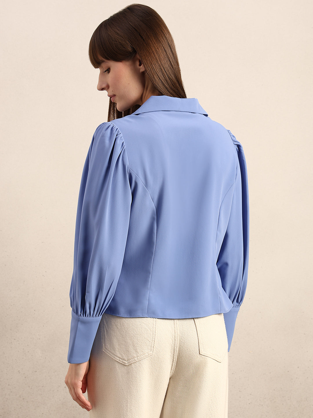 Blue Cuff Sleeves Shirt