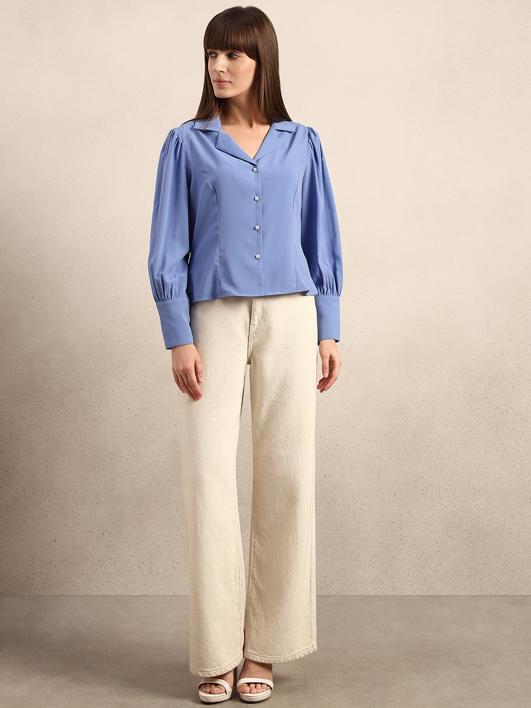 Blue Cuff Sleeves Shirt