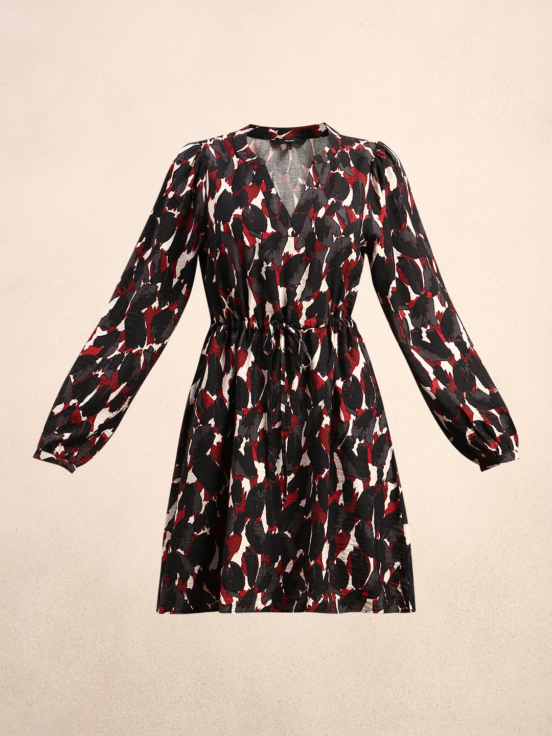 Abstract Animal Print Short Dress - Red