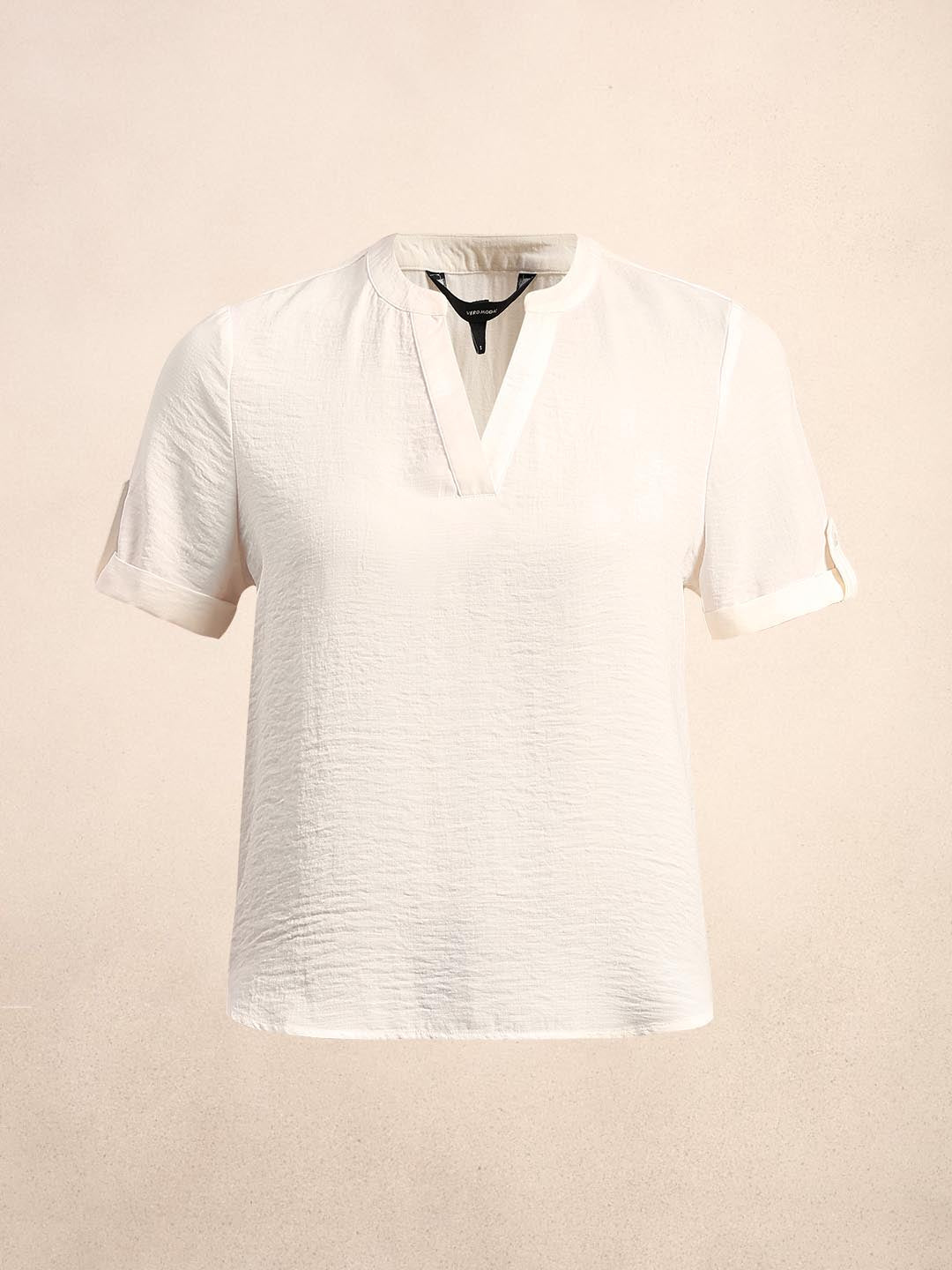 White V-Neck Short Sleeves Top