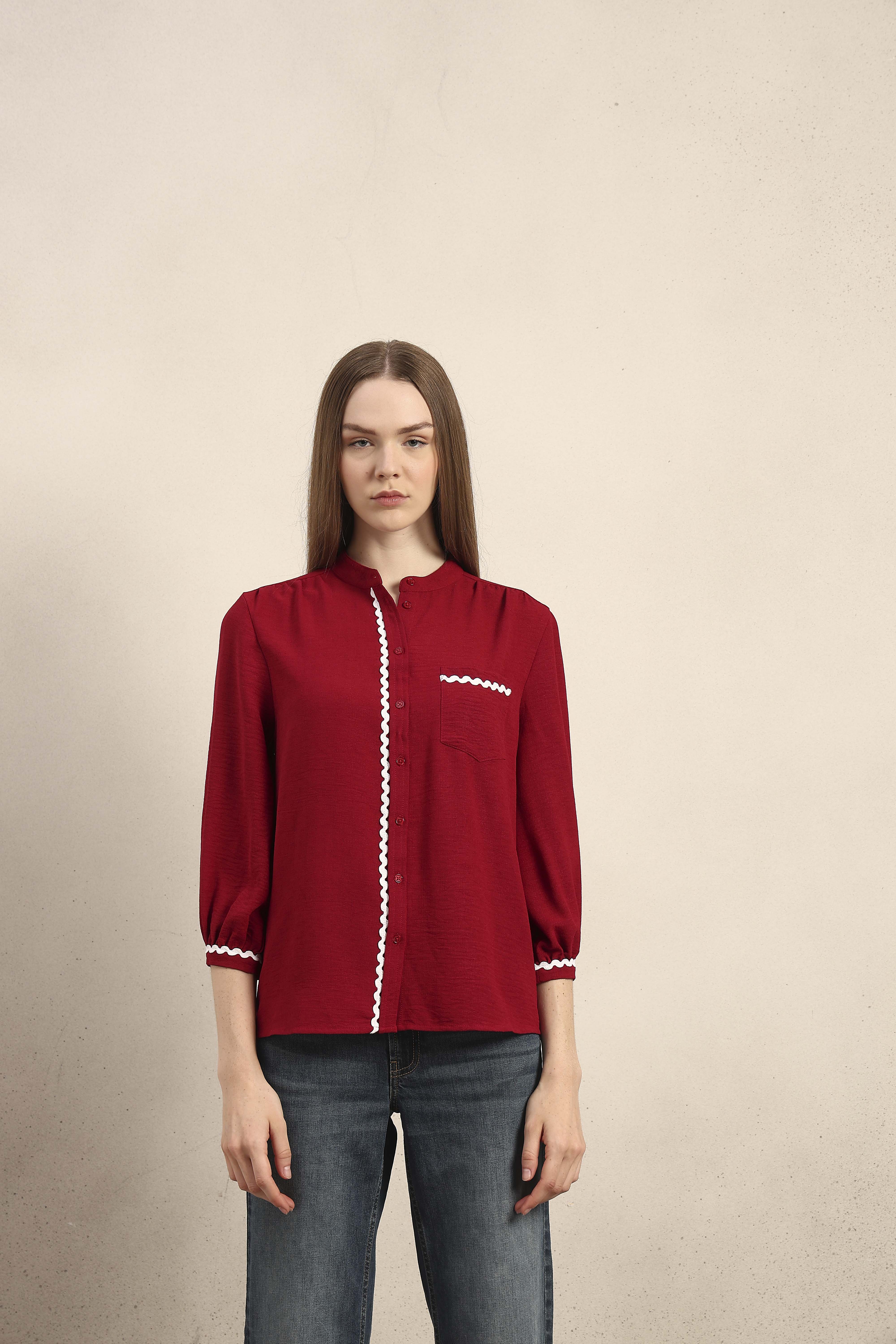 Mandarin Collar Cotton Shirt