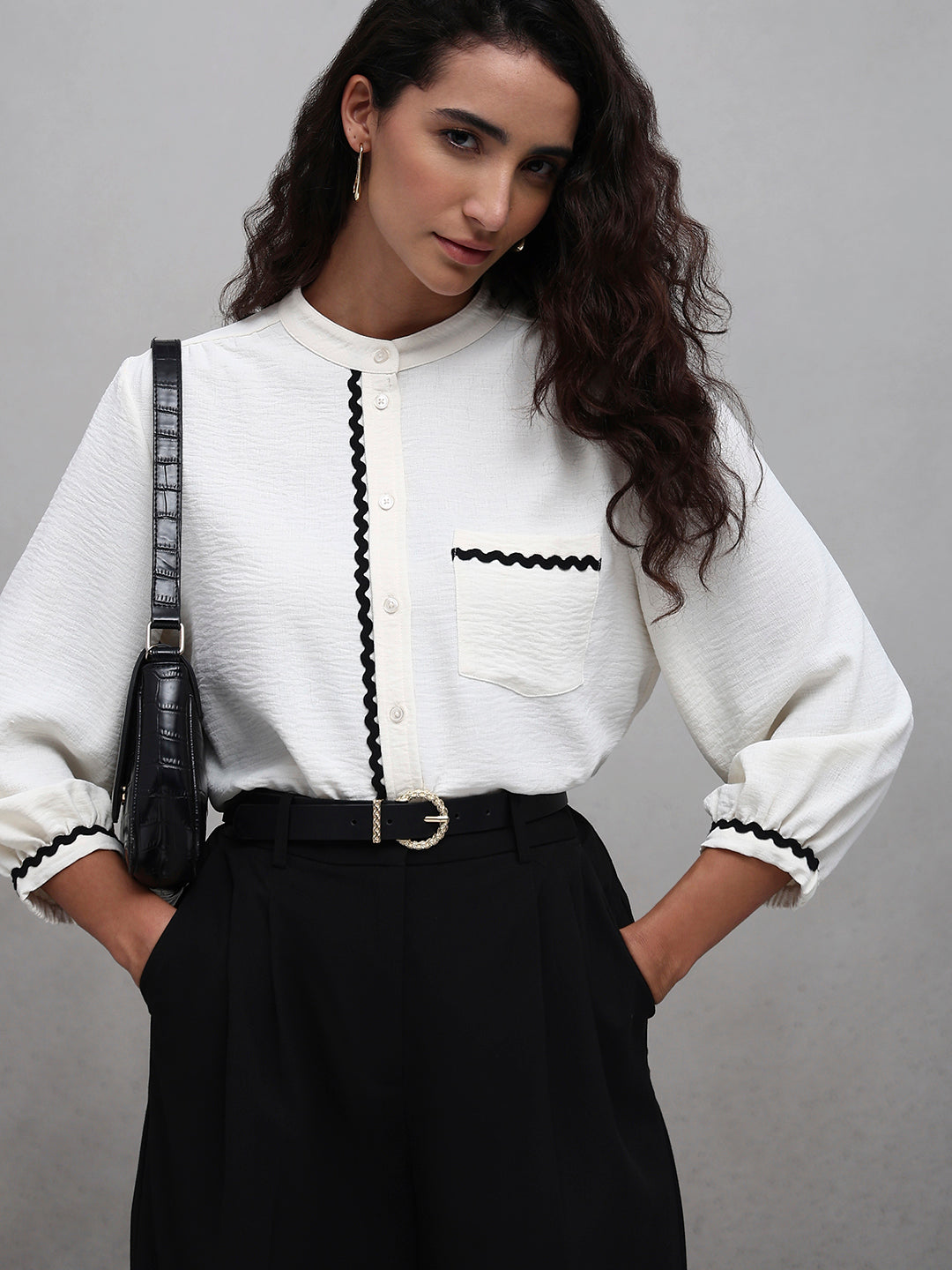 Rick Rack Trim Cotton Shirt