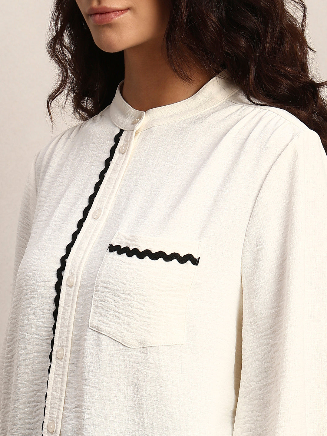 Rick Rack Trim Cotton Shirt