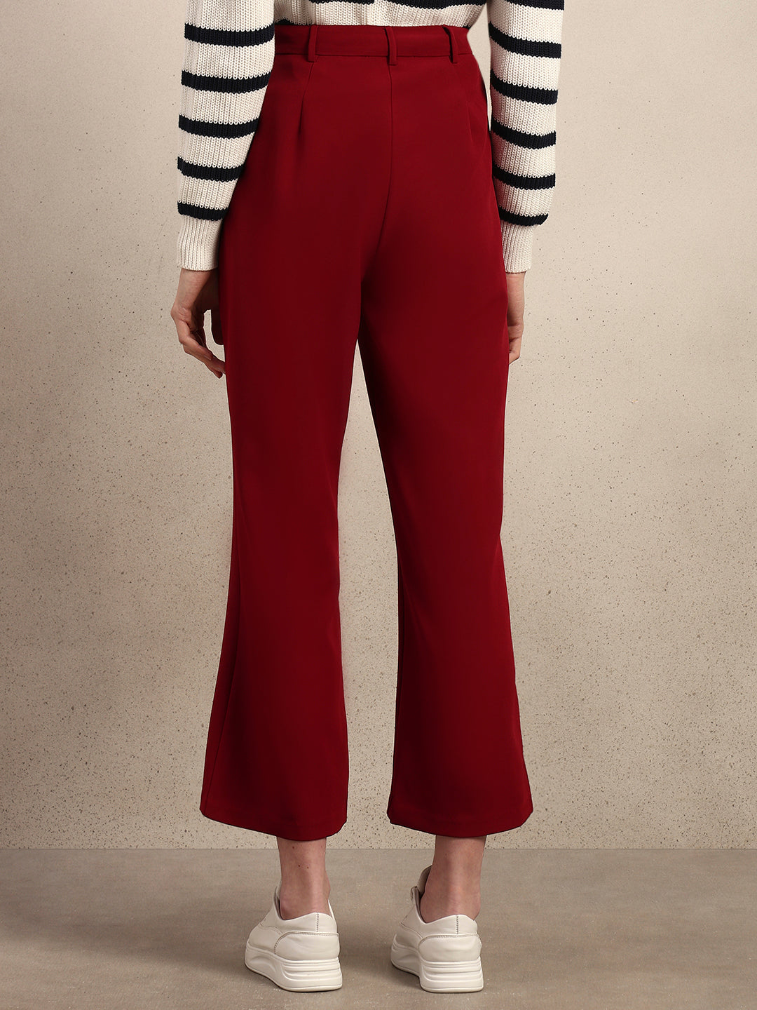 High Rise Bootcut Pants - Maroon