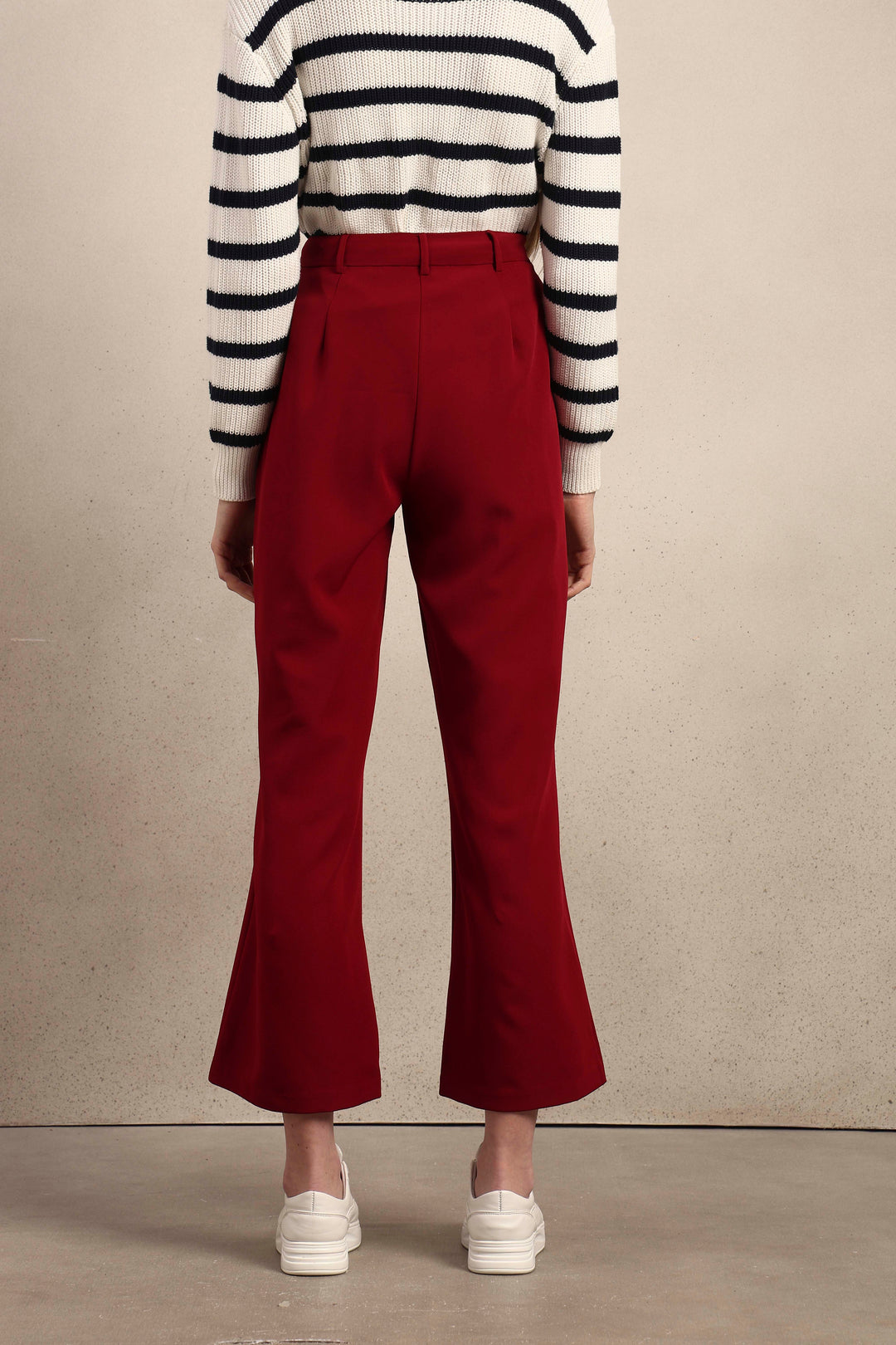 High Rise Bootcut Pants - Maroon