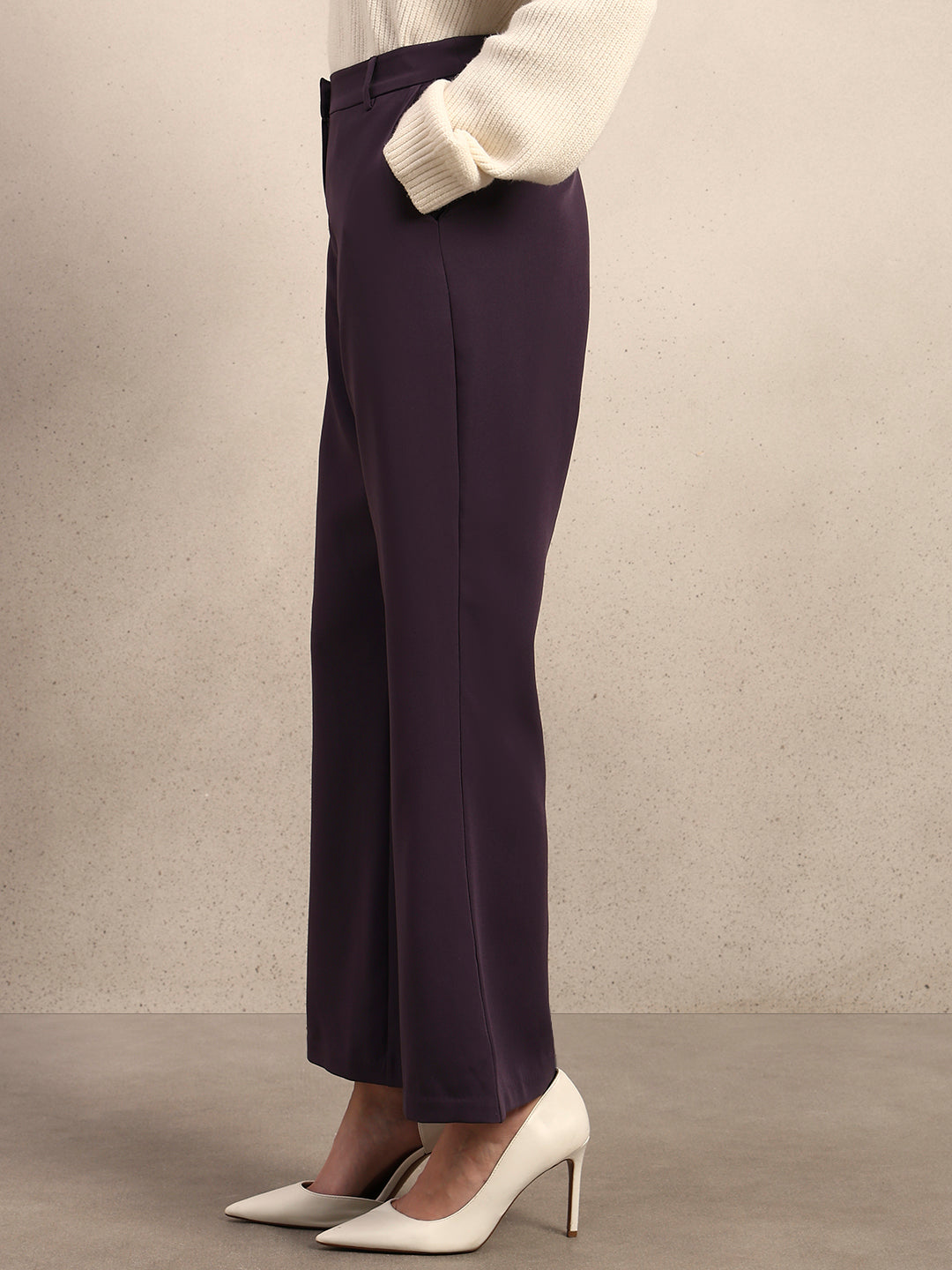 High Rise Bootcut Pants - Purple