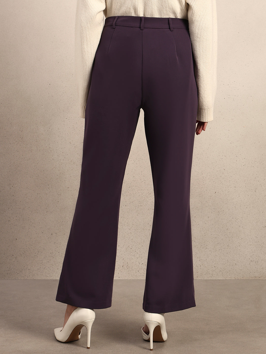 High Rise Bootcut Pants - Purple