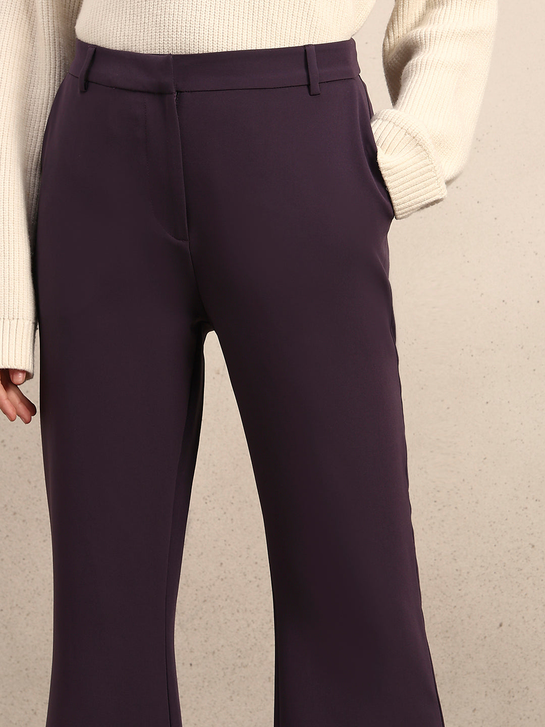 High Rise Bootcut Pants - Purple