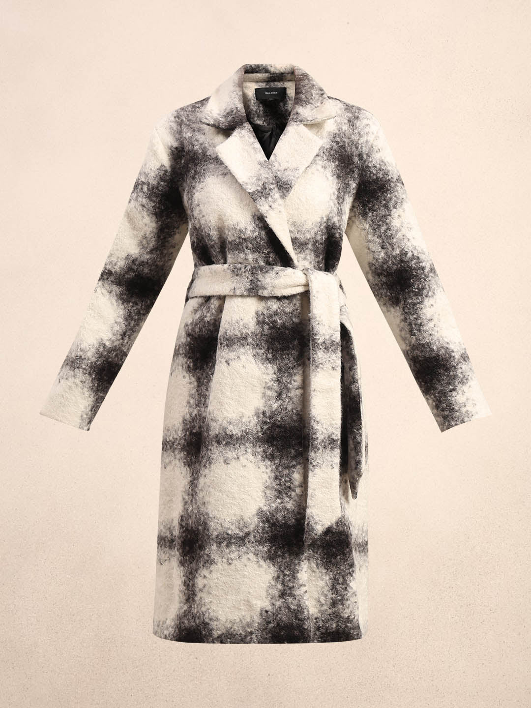 Black & White Check Belted Coat