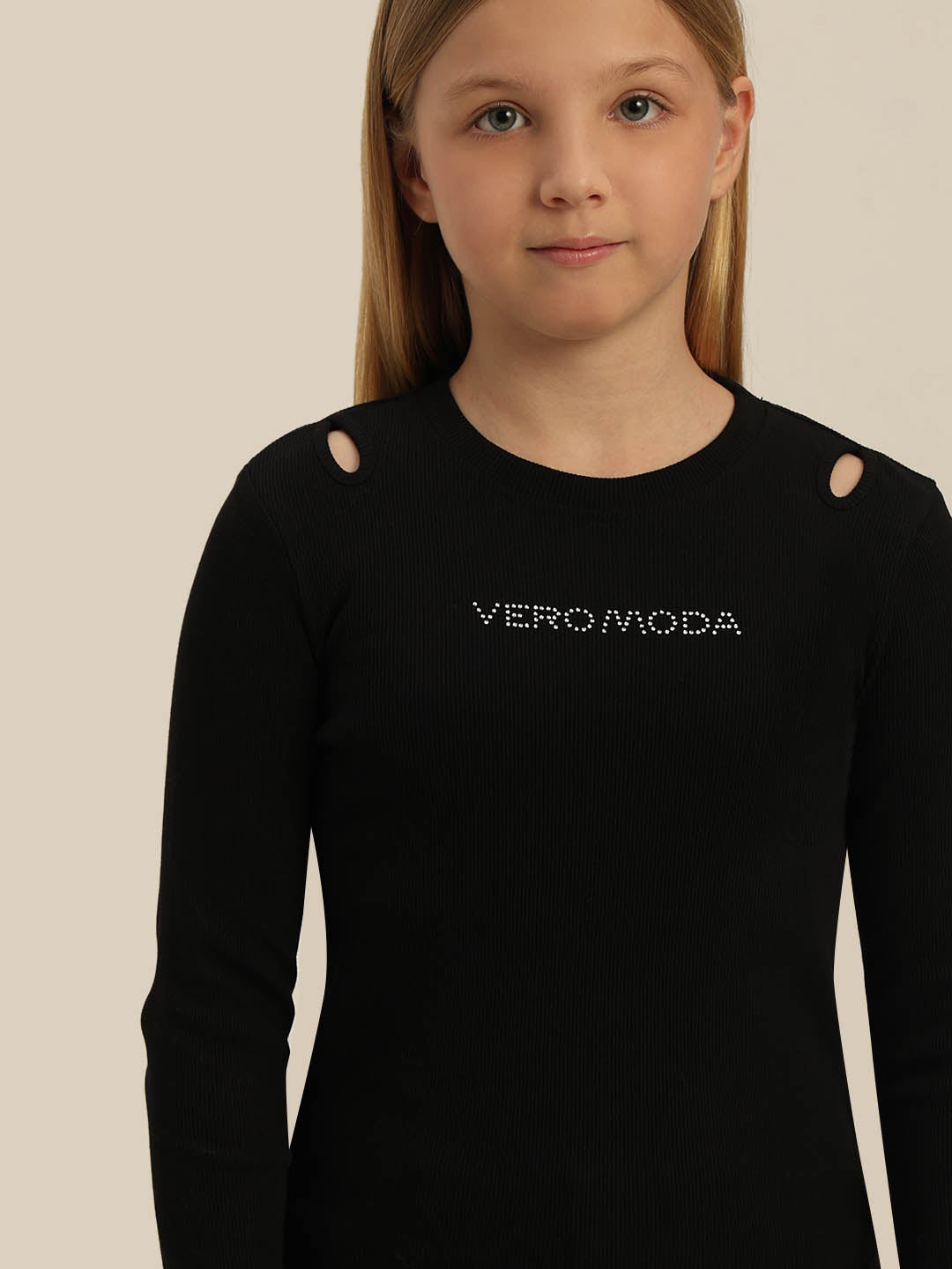 GIRLS Black Cut-Out Top