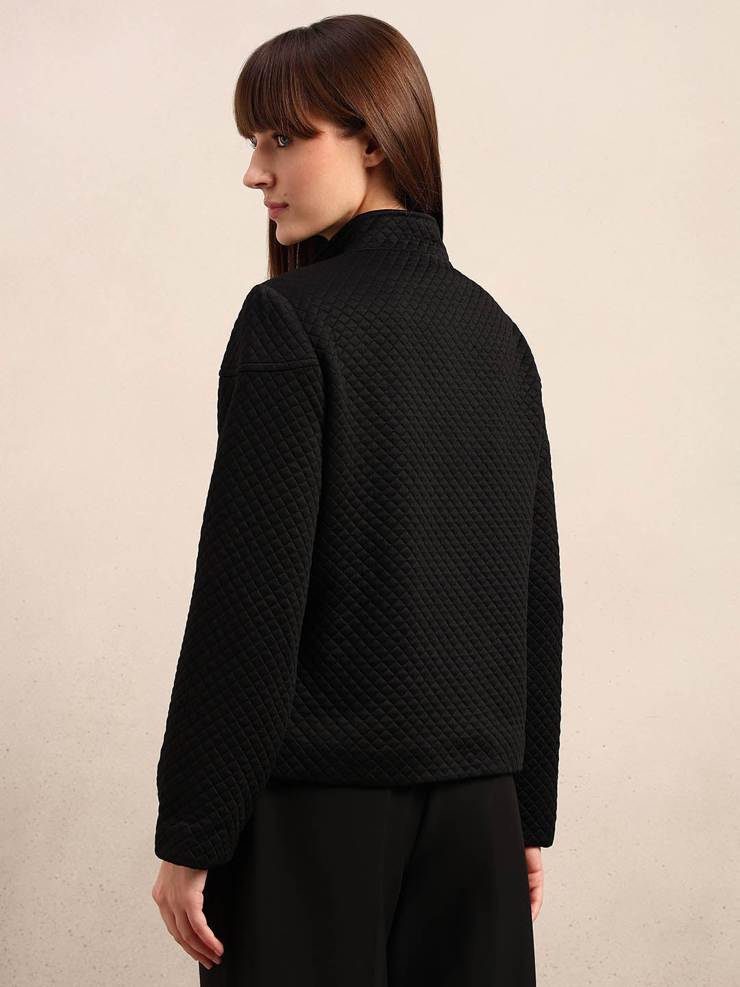 Black Quilted Zip Jacket