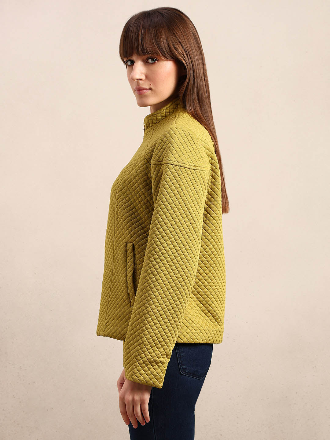 Sage Green Quilted Zip Jacket