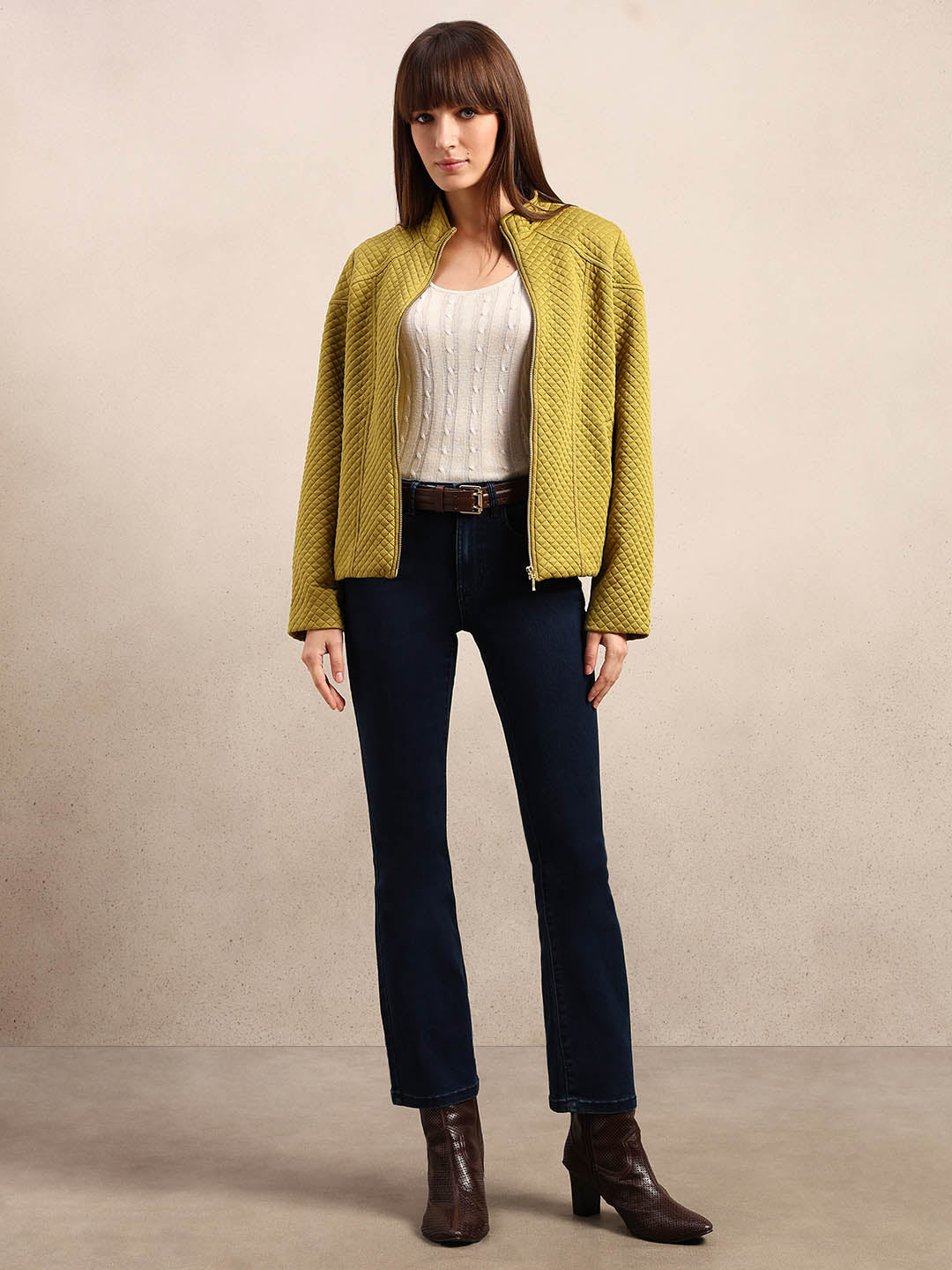 Sage Green Quilted Zip Jacket