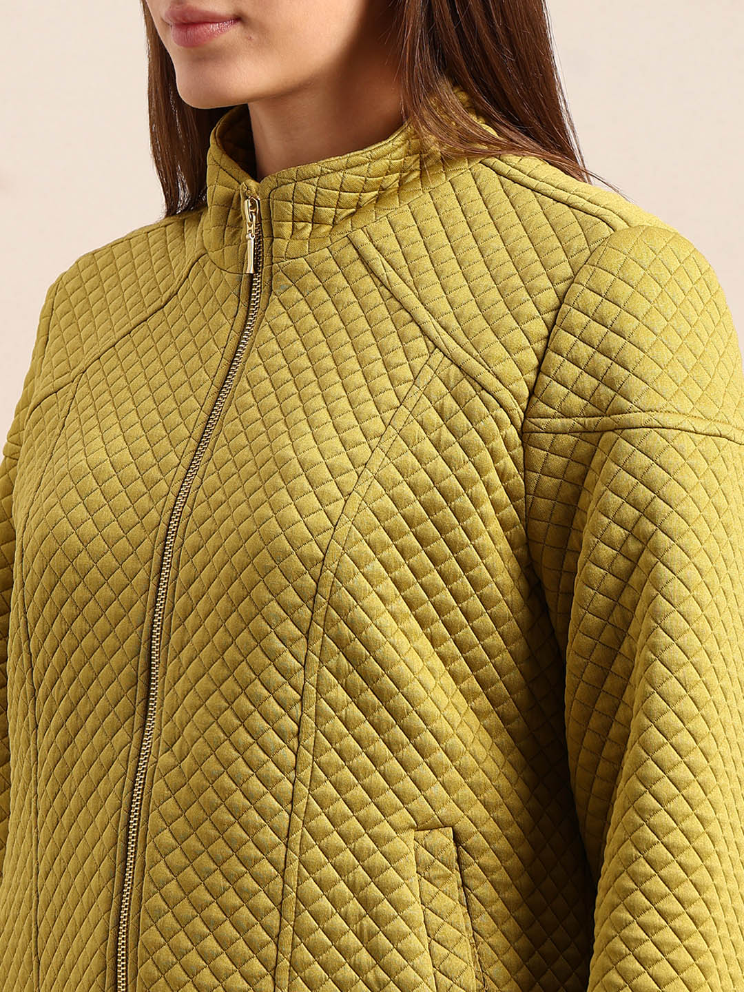 Sage Green Quilted Zip Jacket