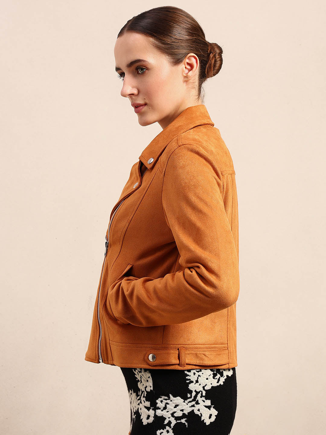 Faux Suede Biker Jacket