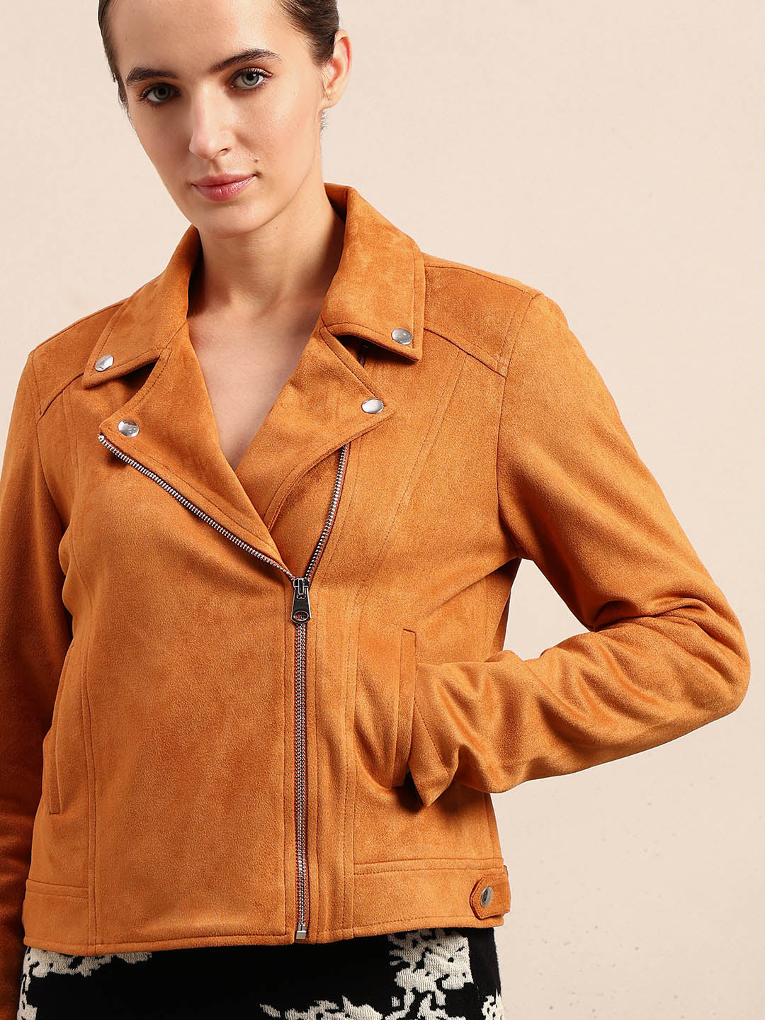 Faux Suede Biker Jacket