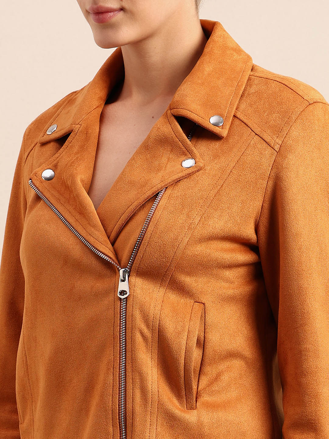 Faux Suede Biker Jacket