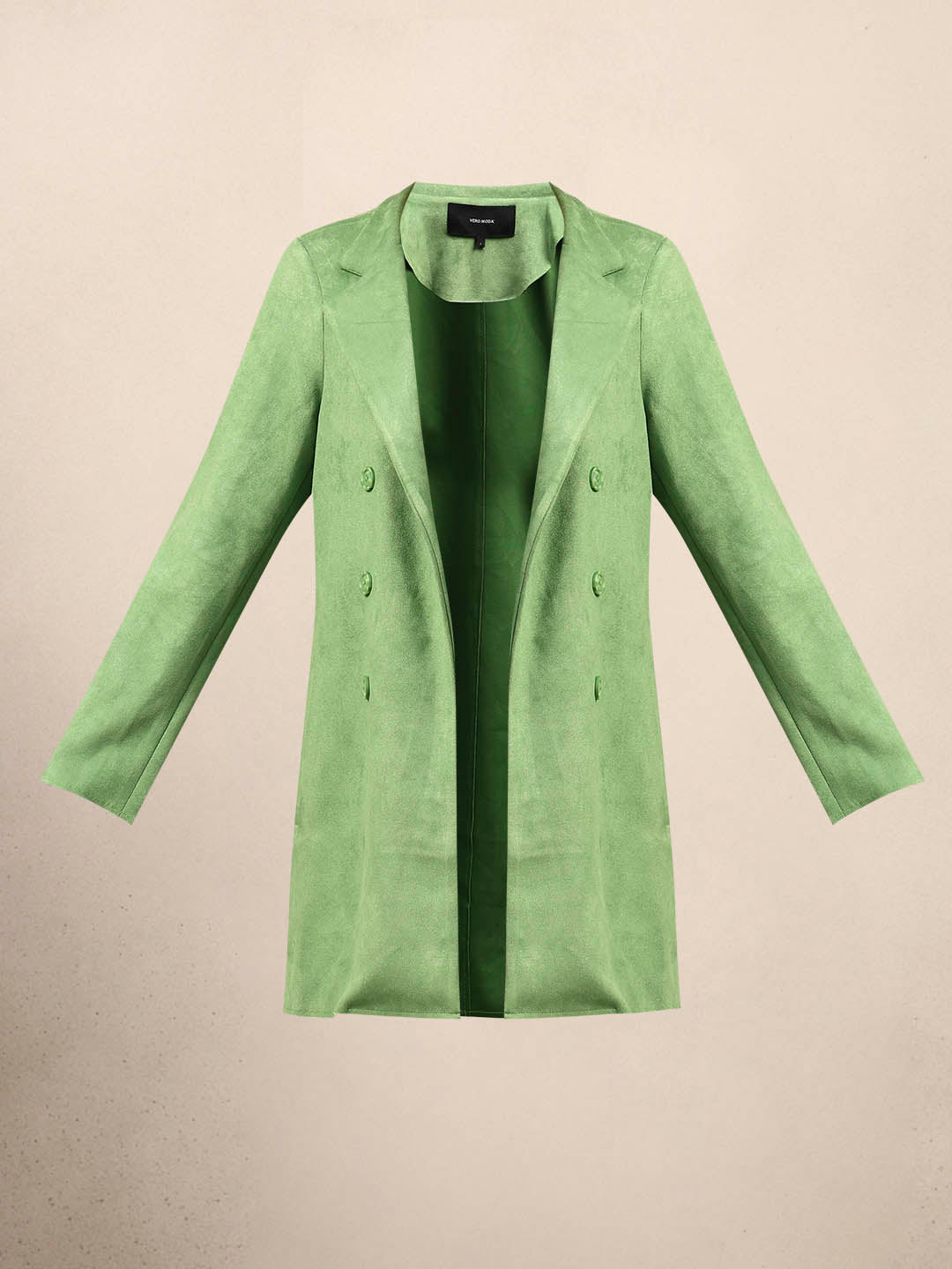 Lime Green Long Faux Suede Coat