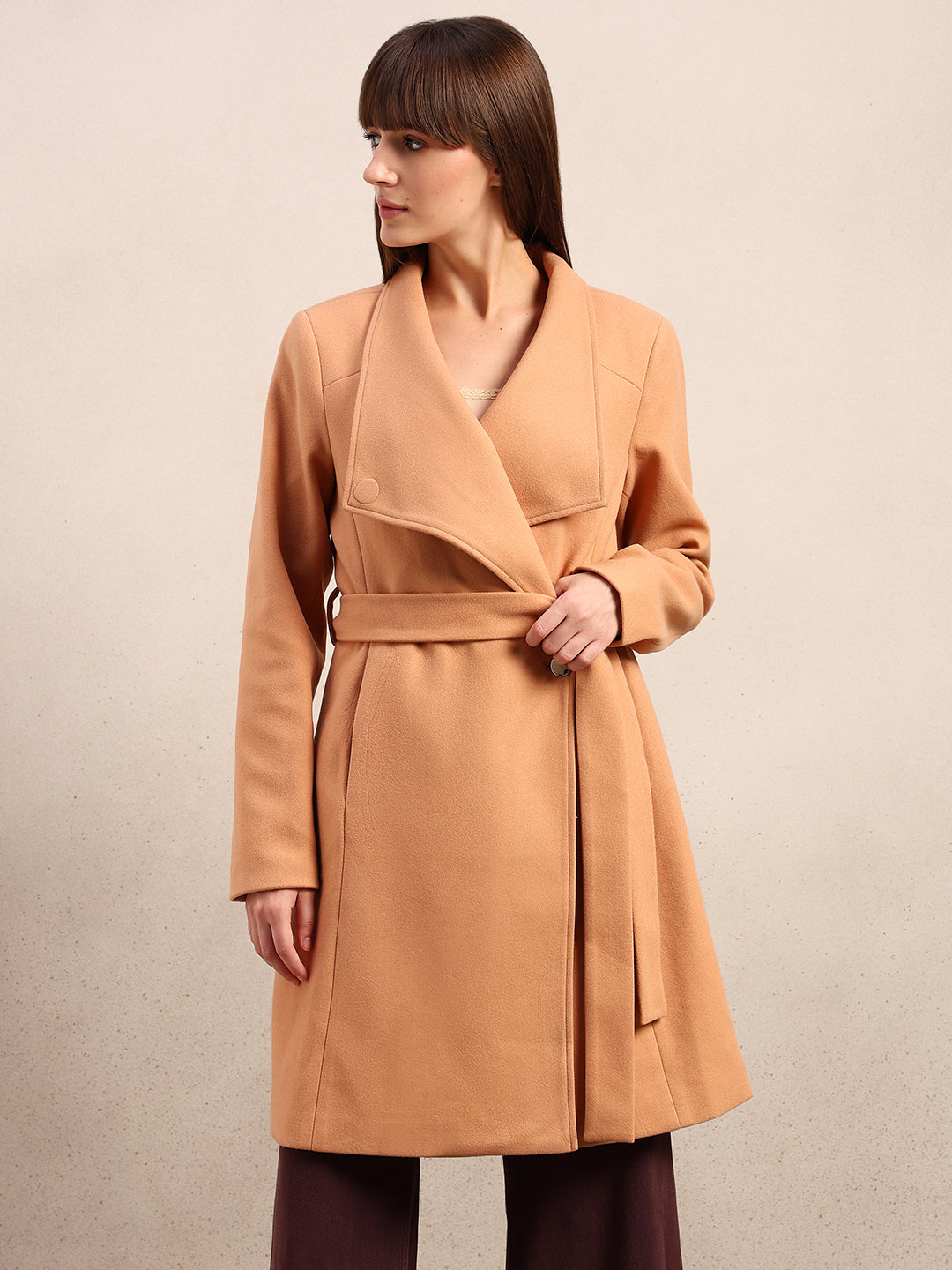 Belted Felt Wrap Coat