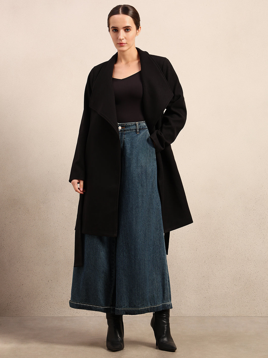 Black Felt Long Jacket
