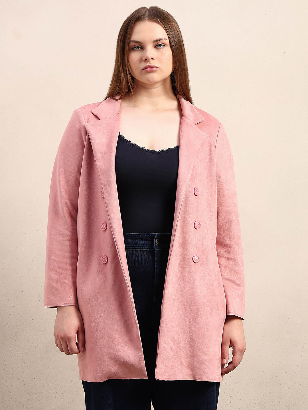 Curve Faux Suede Coat