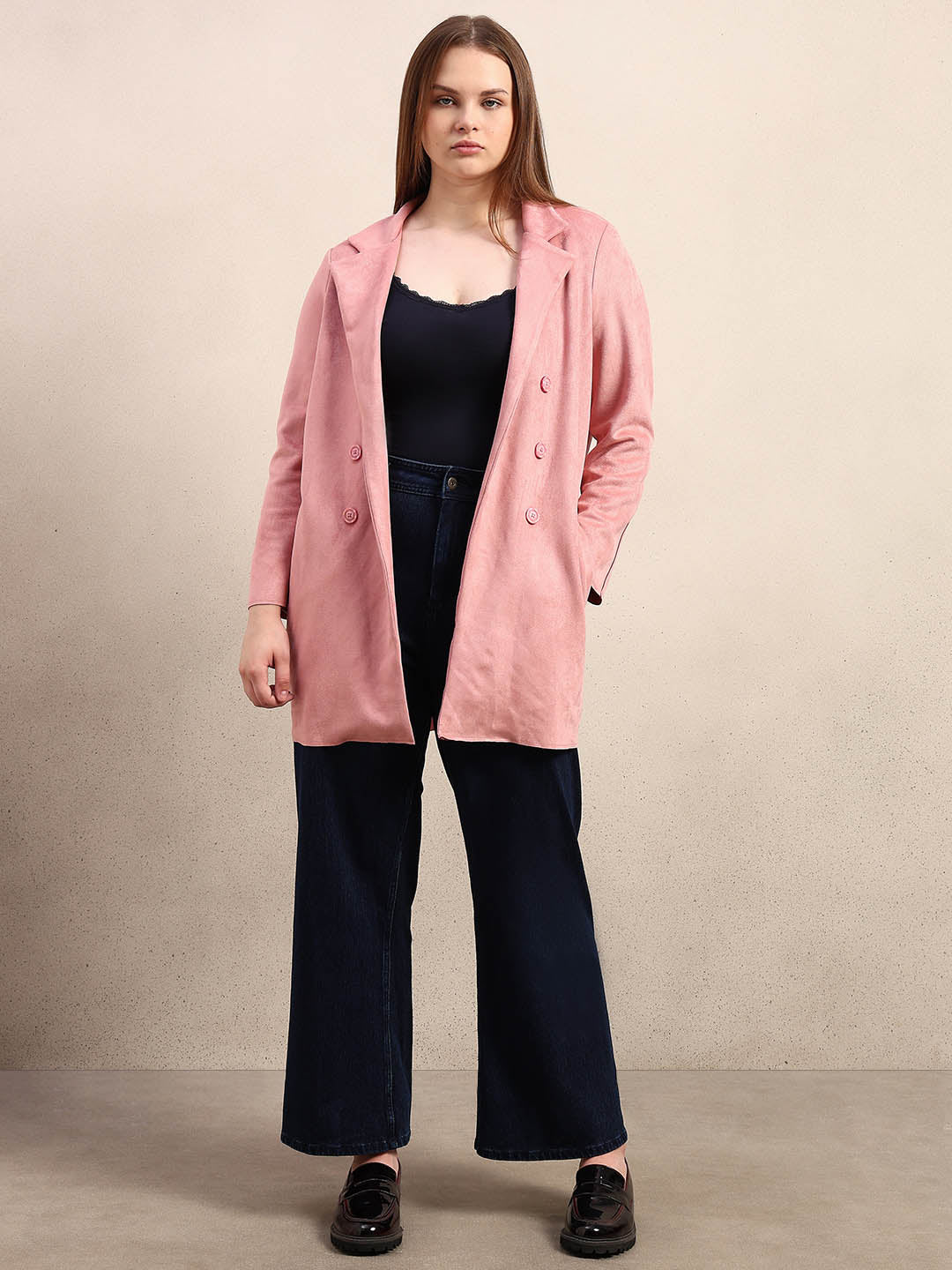 Curve Faux Suede Coat