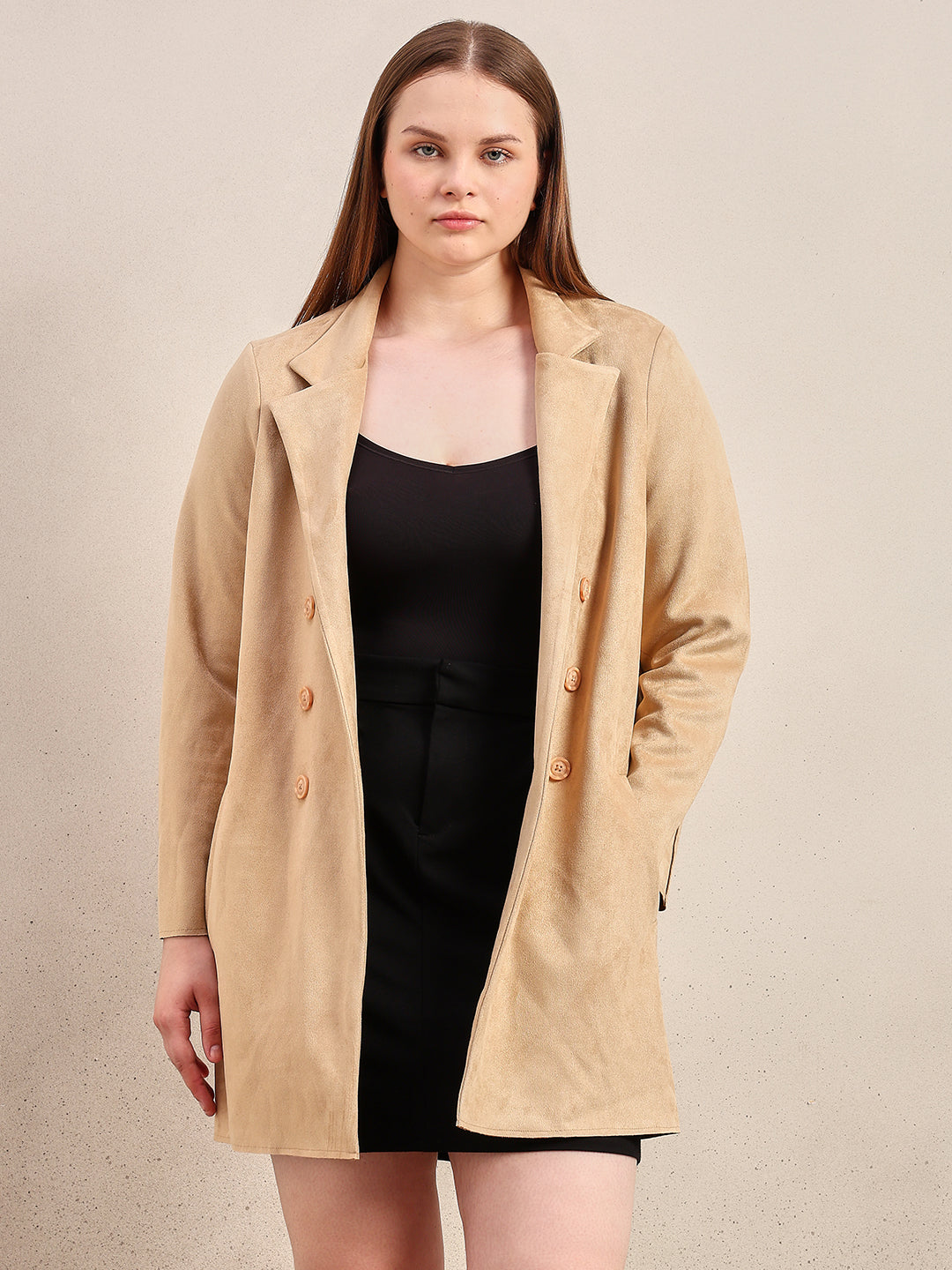 CURVE Brown Suede Overcoat