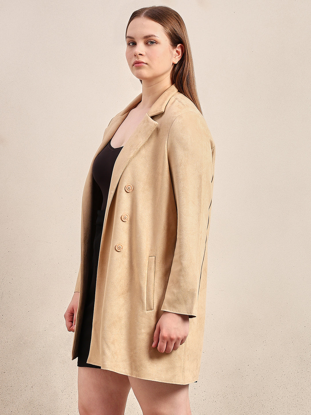 CURVE Brown Suede Overcoat