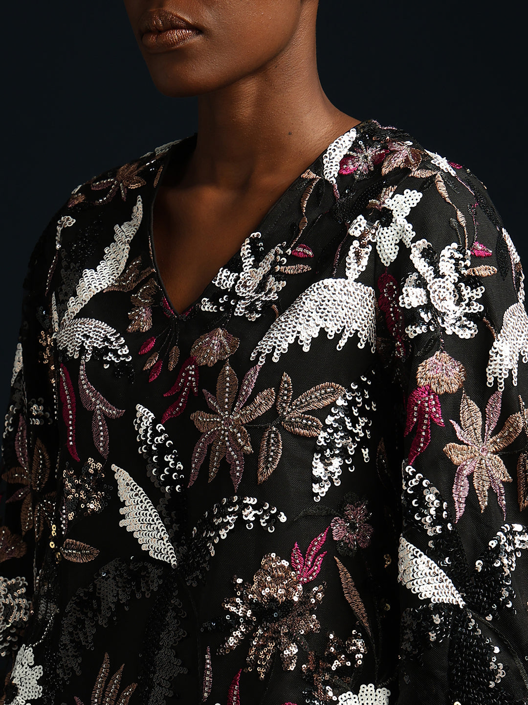 Marquee Floral Sequined Top