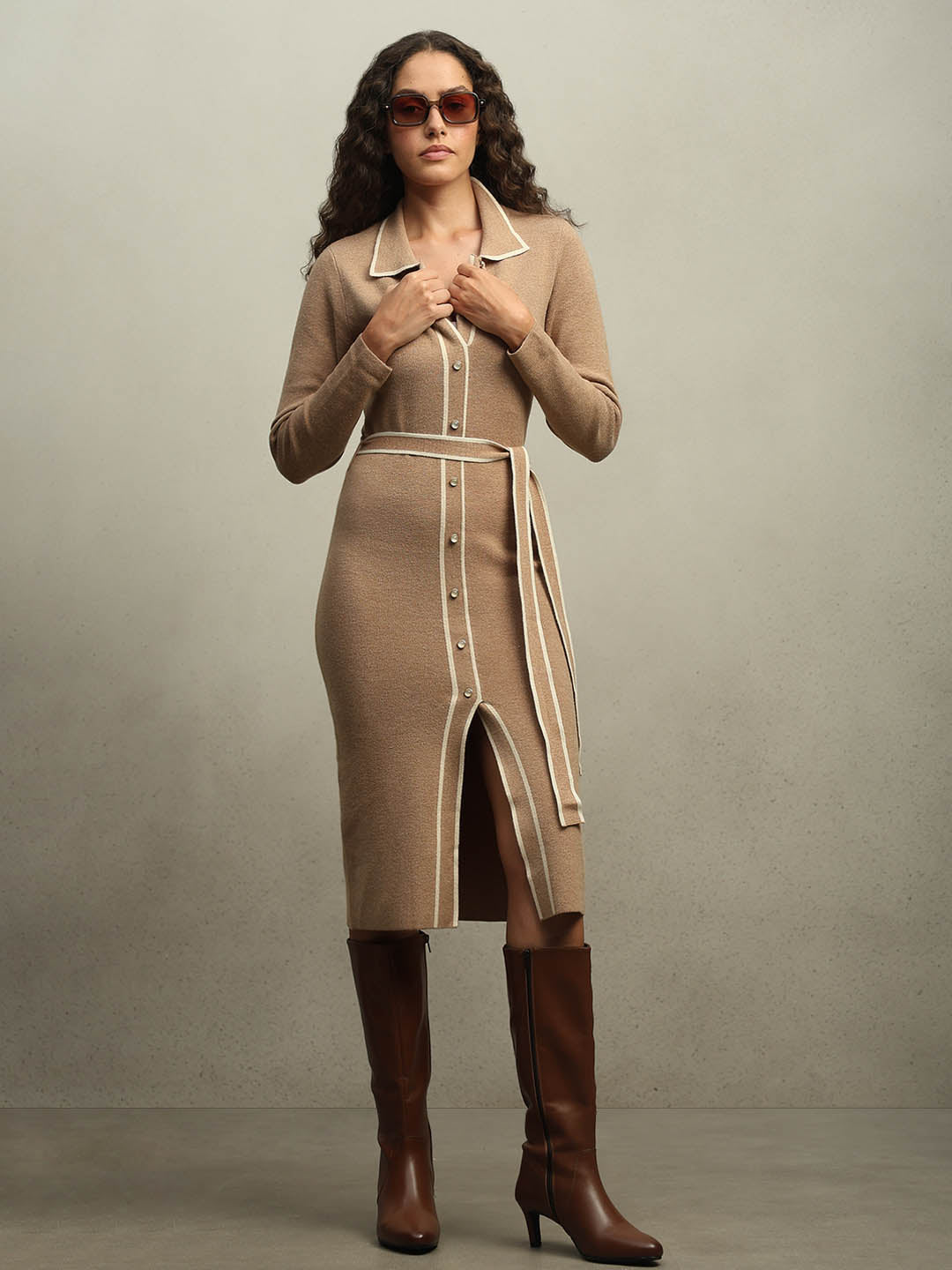 Knitted Midi Shirt Dress