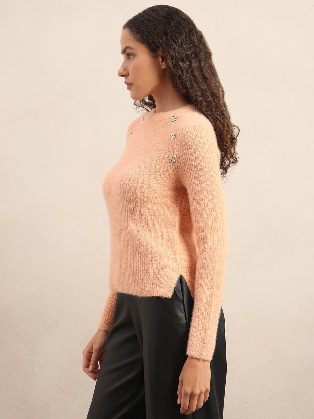 Shoulder Button Detail Pullover