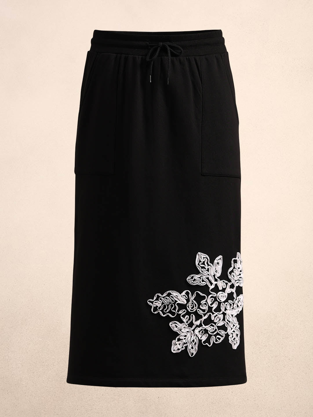 Floral Embroidered Sweatskirt