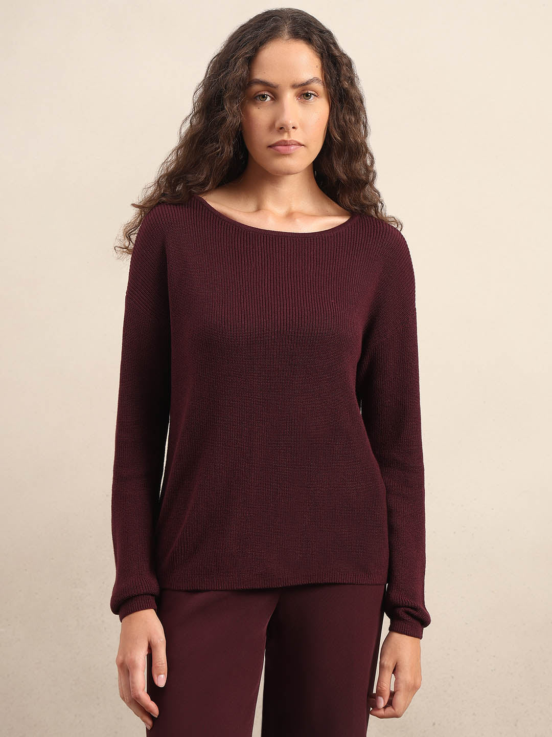 Burgundy Fine Knit Sweater