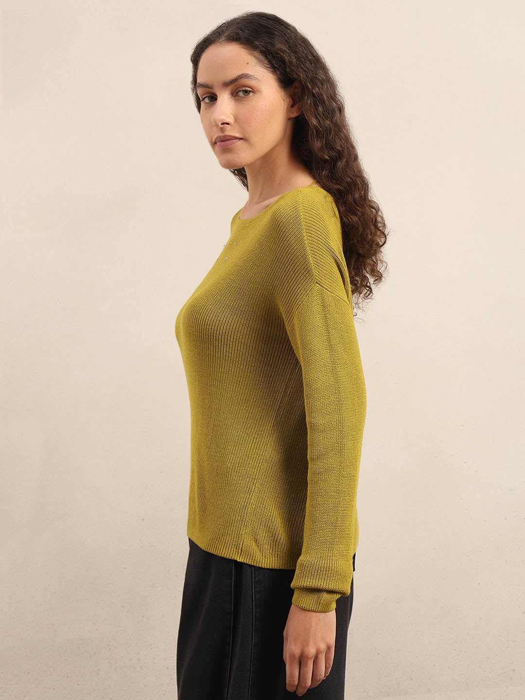 Green Fine Knit Sweater