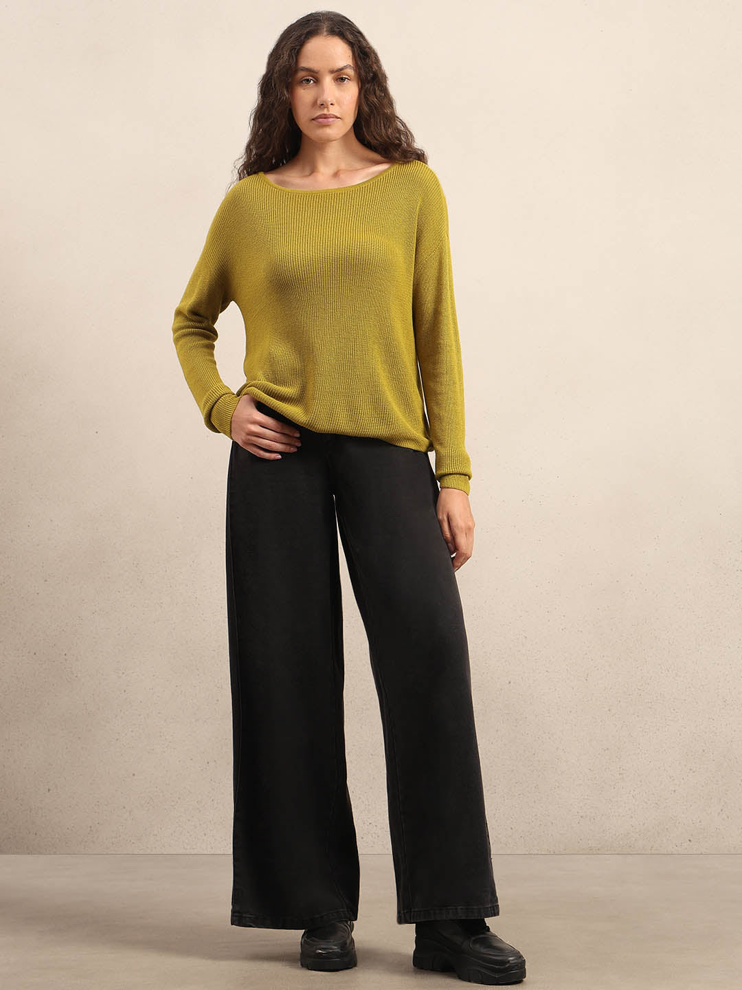 Green Fine Knit Sweater