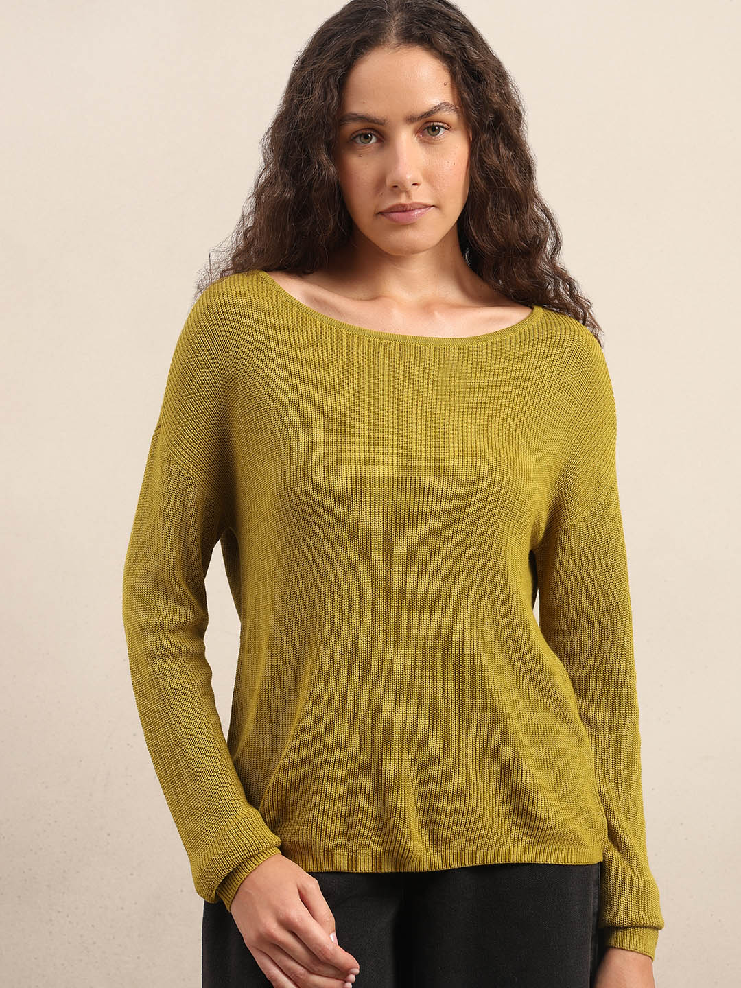 Green Fine Knit Sweater
