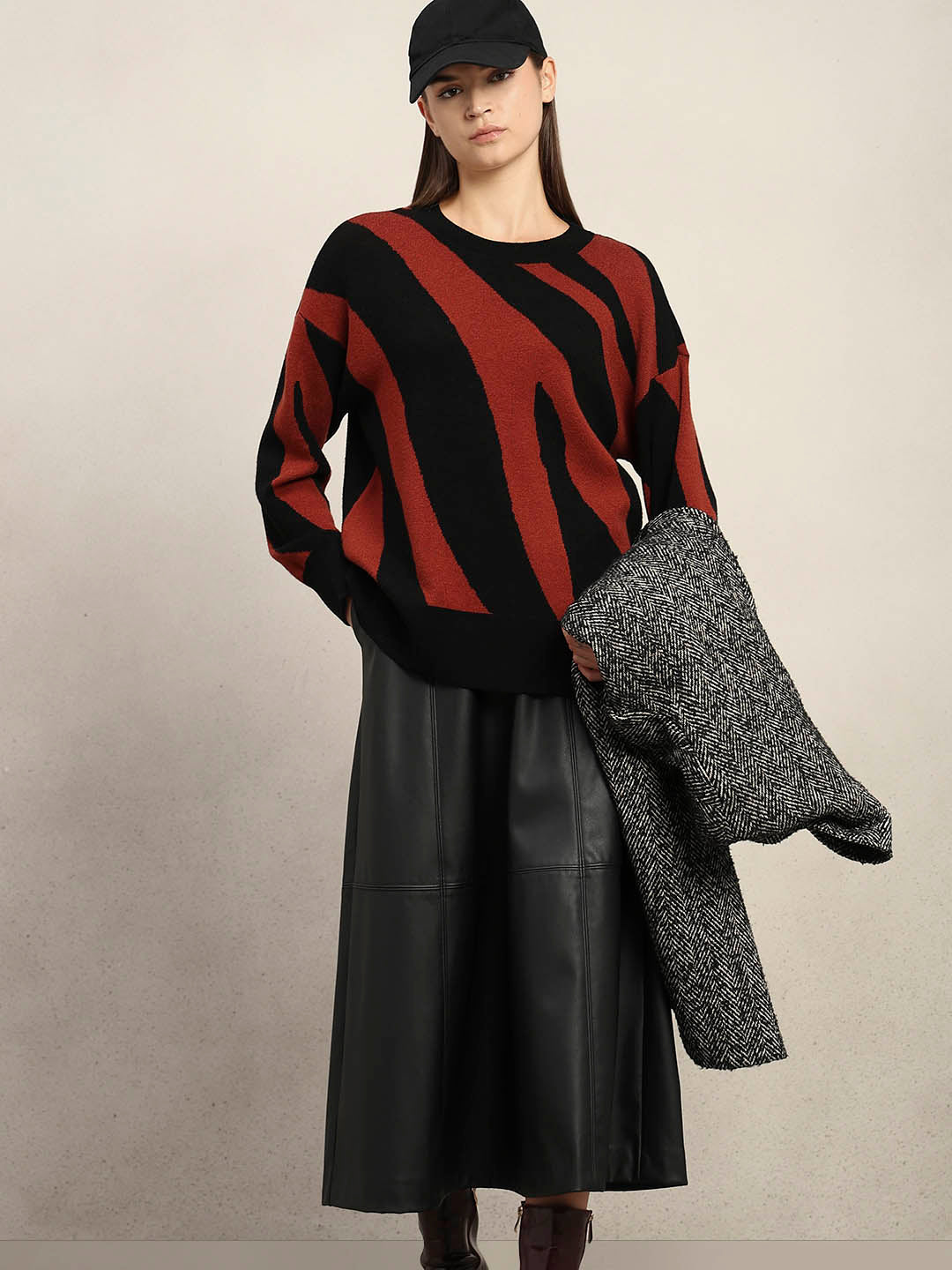 Red & Black Zebra Print Sweater