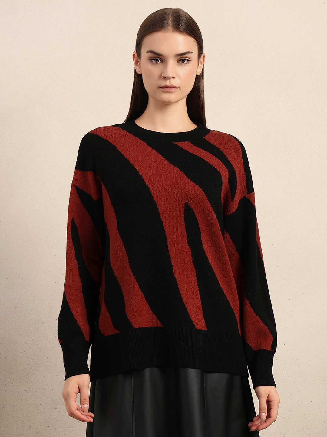 Red & Black Zebra Print Sweater