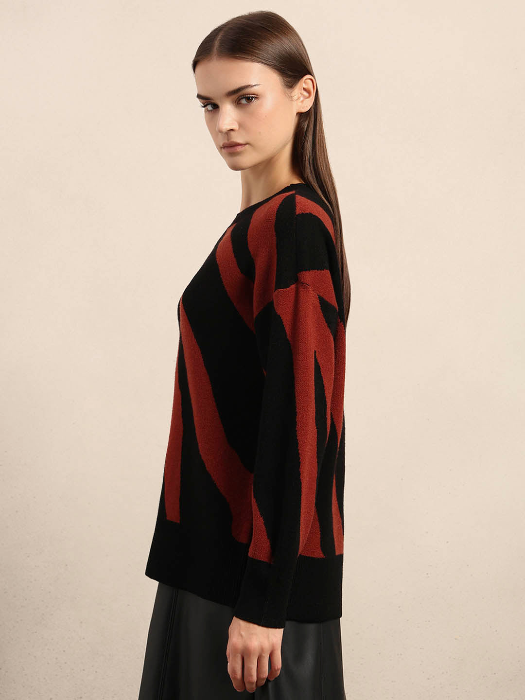 Red & Black Zebra Print Sweater