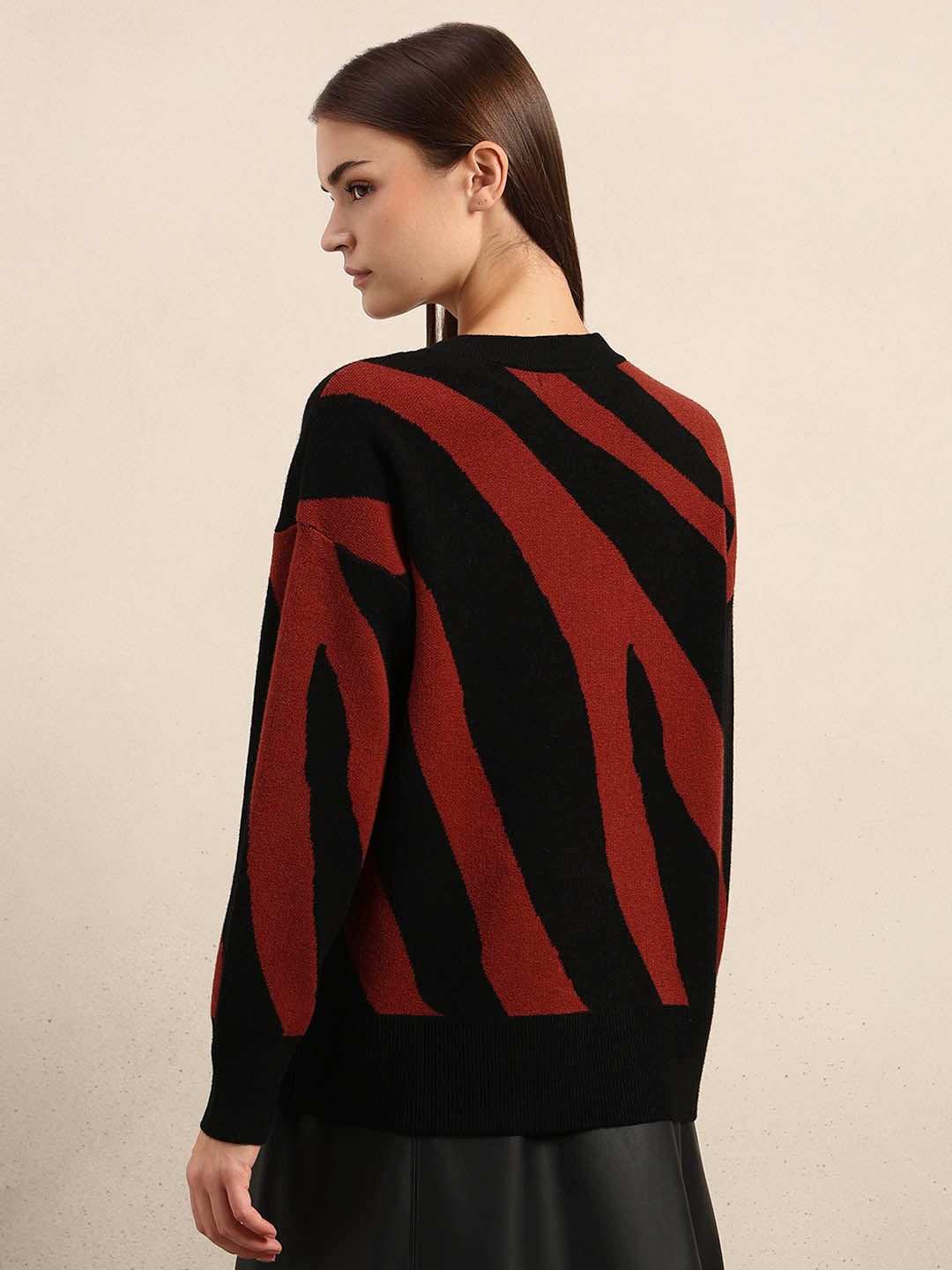 Red & Black Zebra Print Sweater
