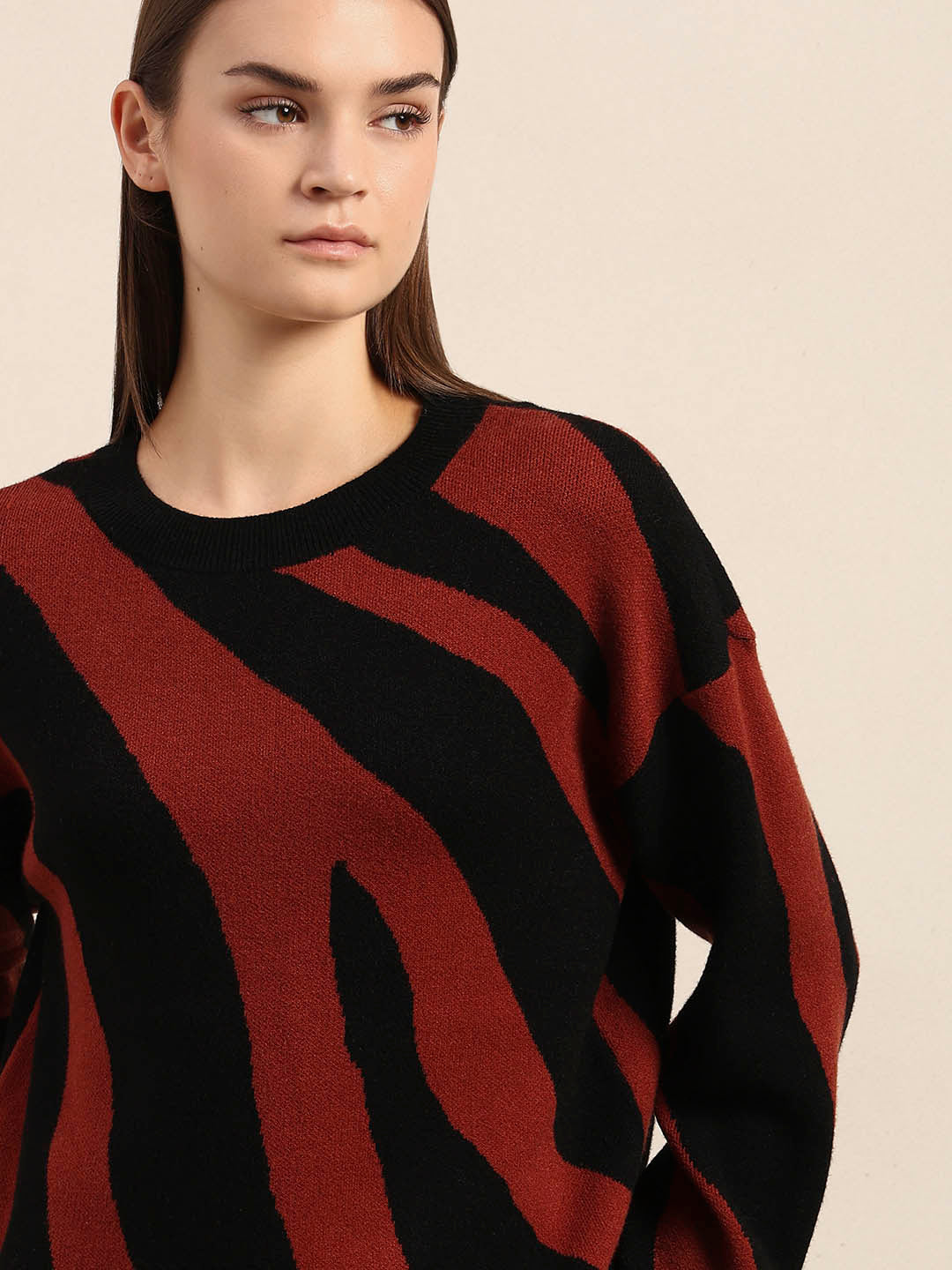 Red & Black Zebra Print Sweater