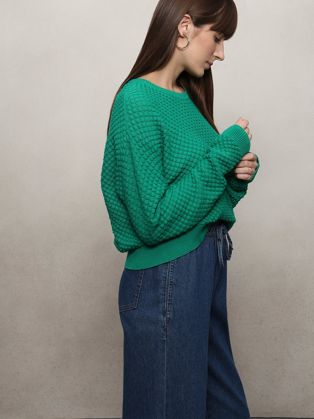 Textured Knitted Pullover