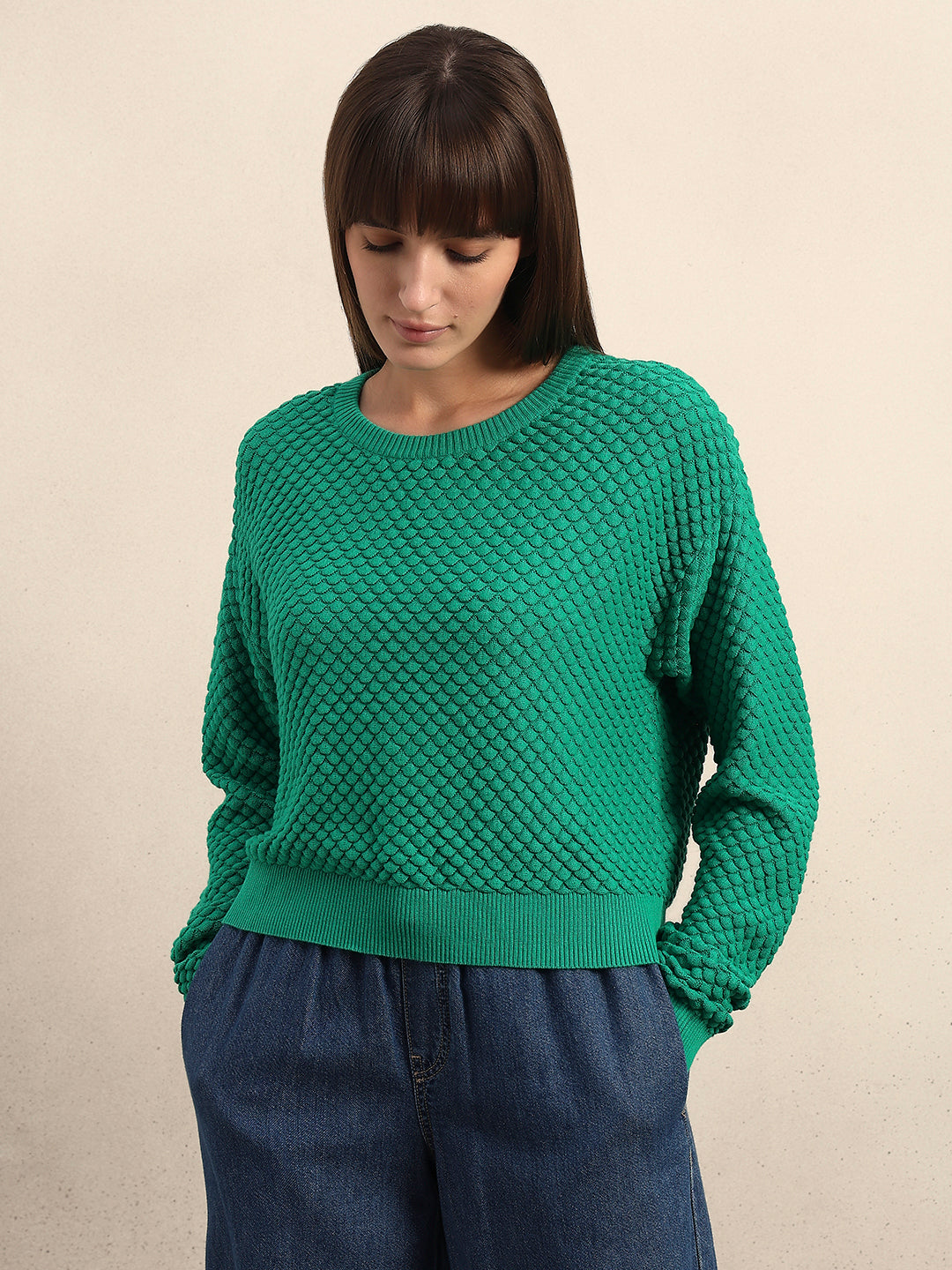 Textured Knitted Pullover