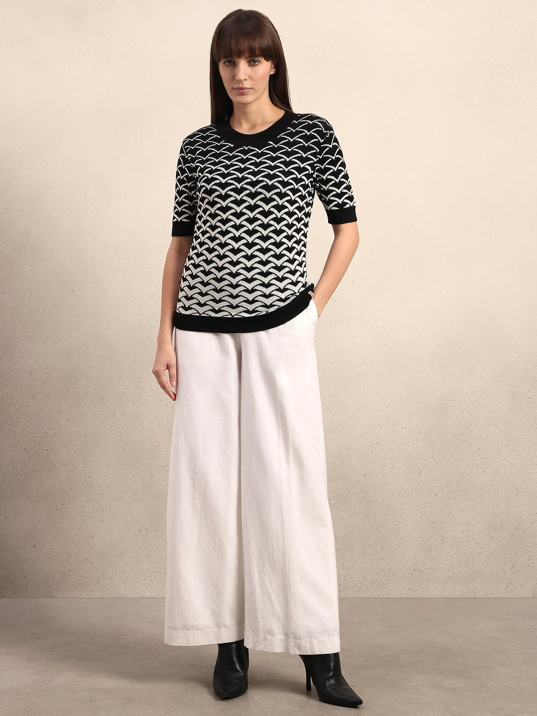 Black Reversible Printed Knit Top