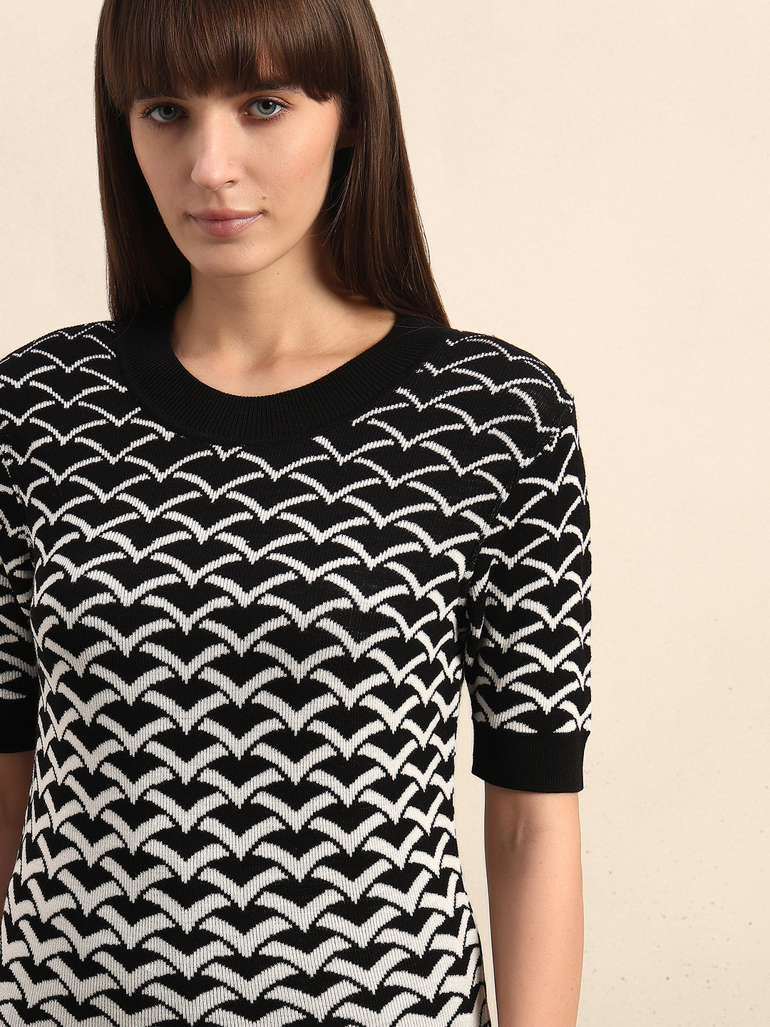 Black Reversible Printed Knit Top
