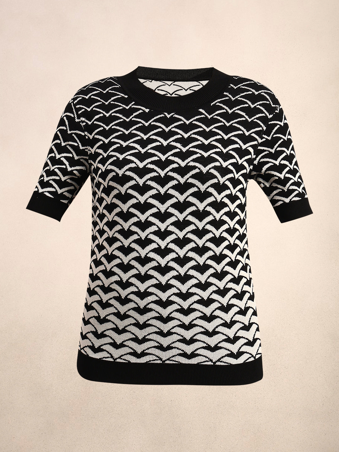 Black Reversible Printed Knit Top